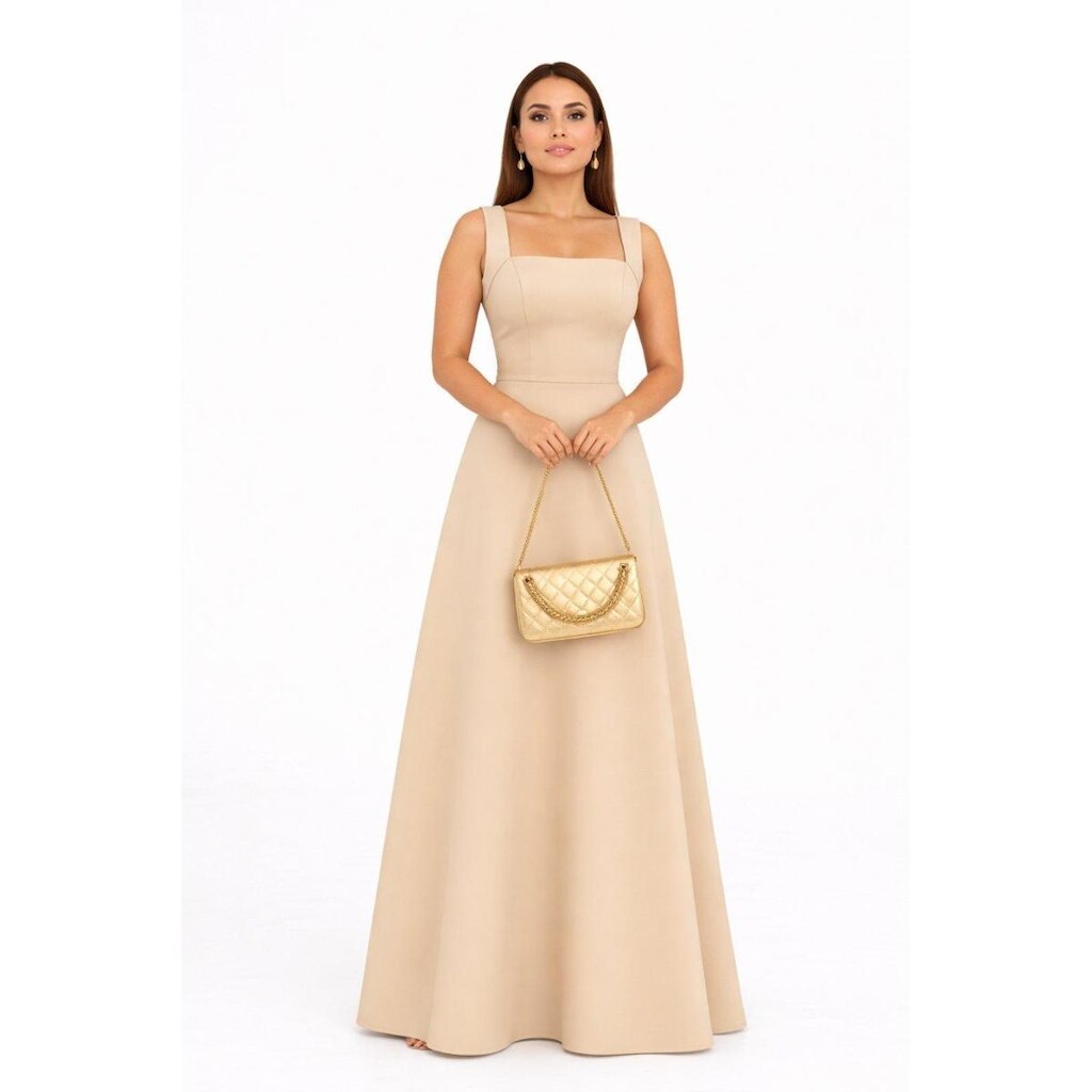 Vestido Longo D Bell Outlet Alfaiataria Bege