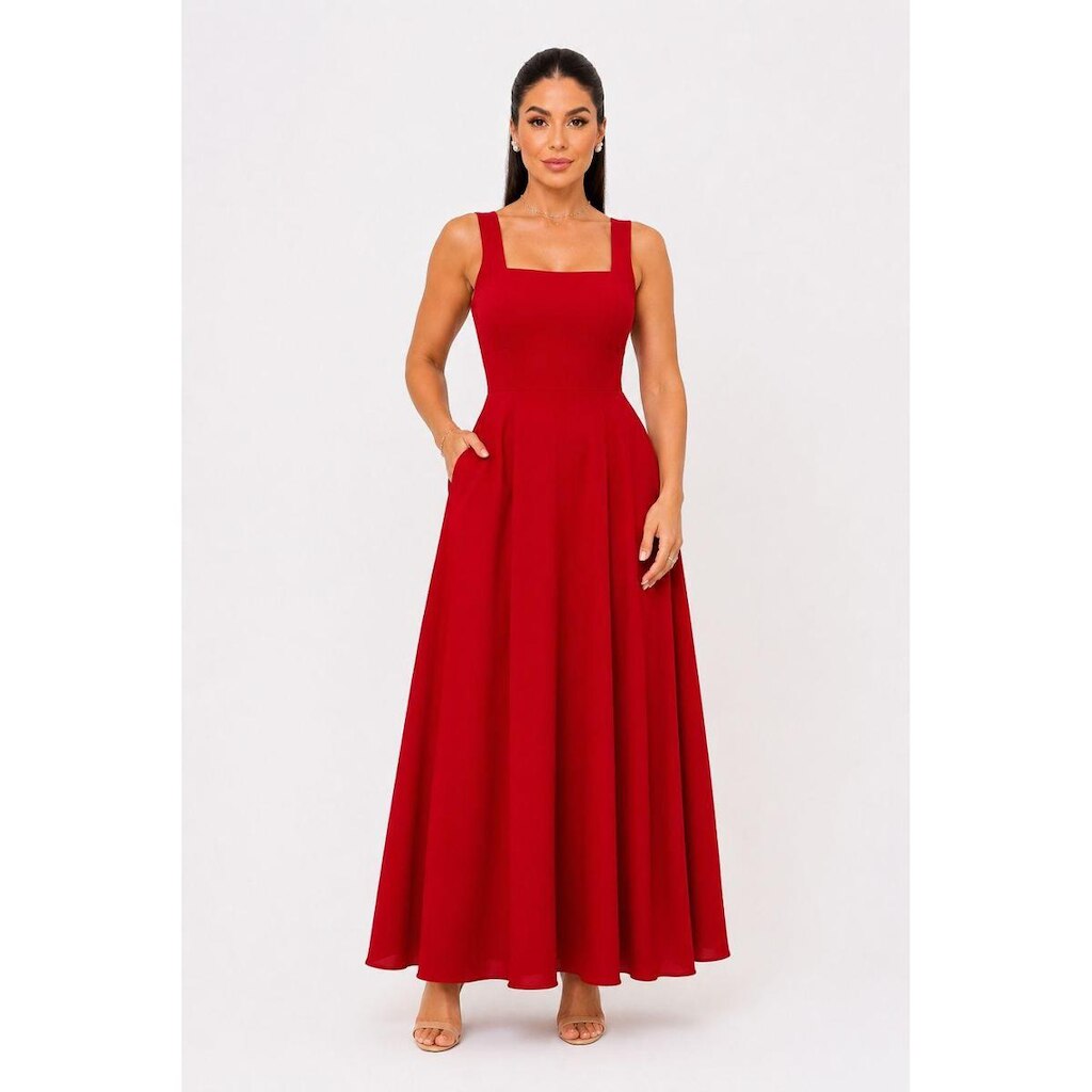 Vestido Longo D Bell Outlet Decote Em U Vermelho