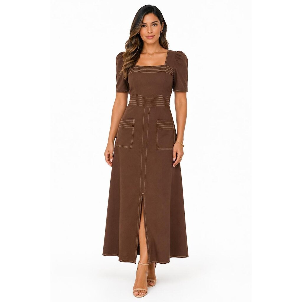 Vestido Longo D Bell Outlet Marrom