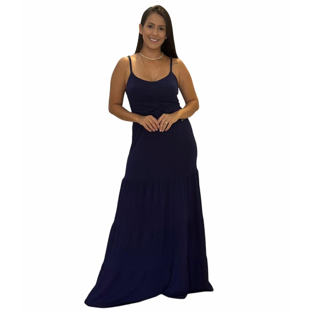 Vestido Longo em Viscose com Elastano