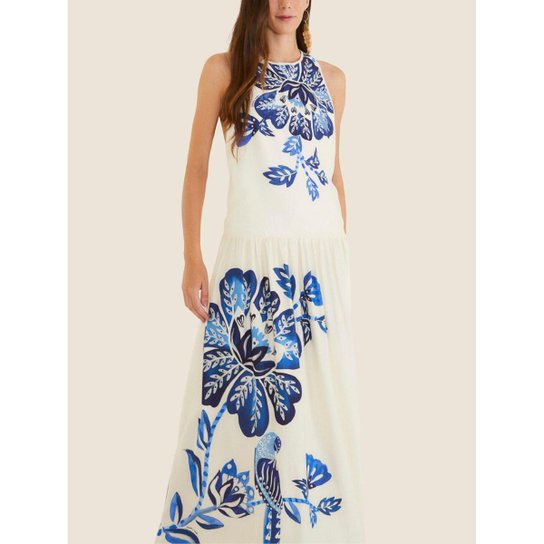 Vestido Longo Estampado Paraiso Farm