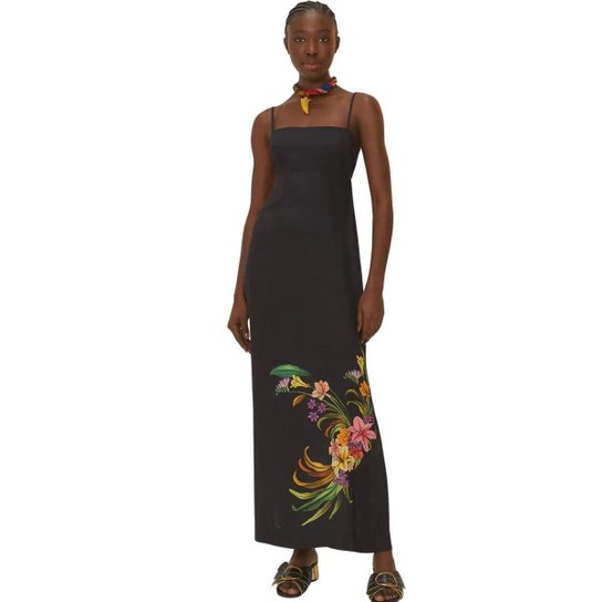 Vestido Longo Farm Pássaro em Flor Localizado