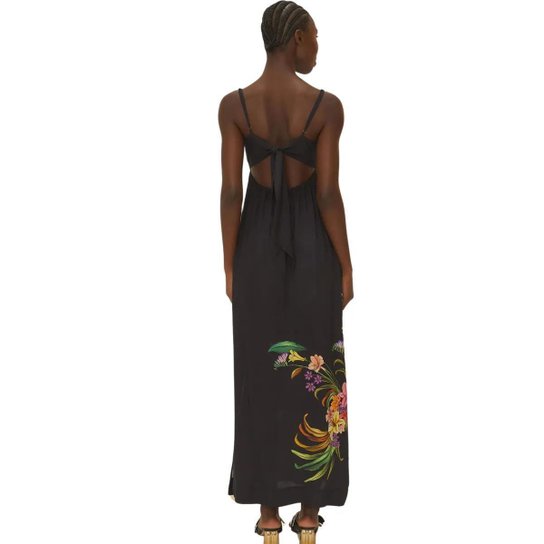 Vestido Longo Farm Pássaro em Flor Localizado