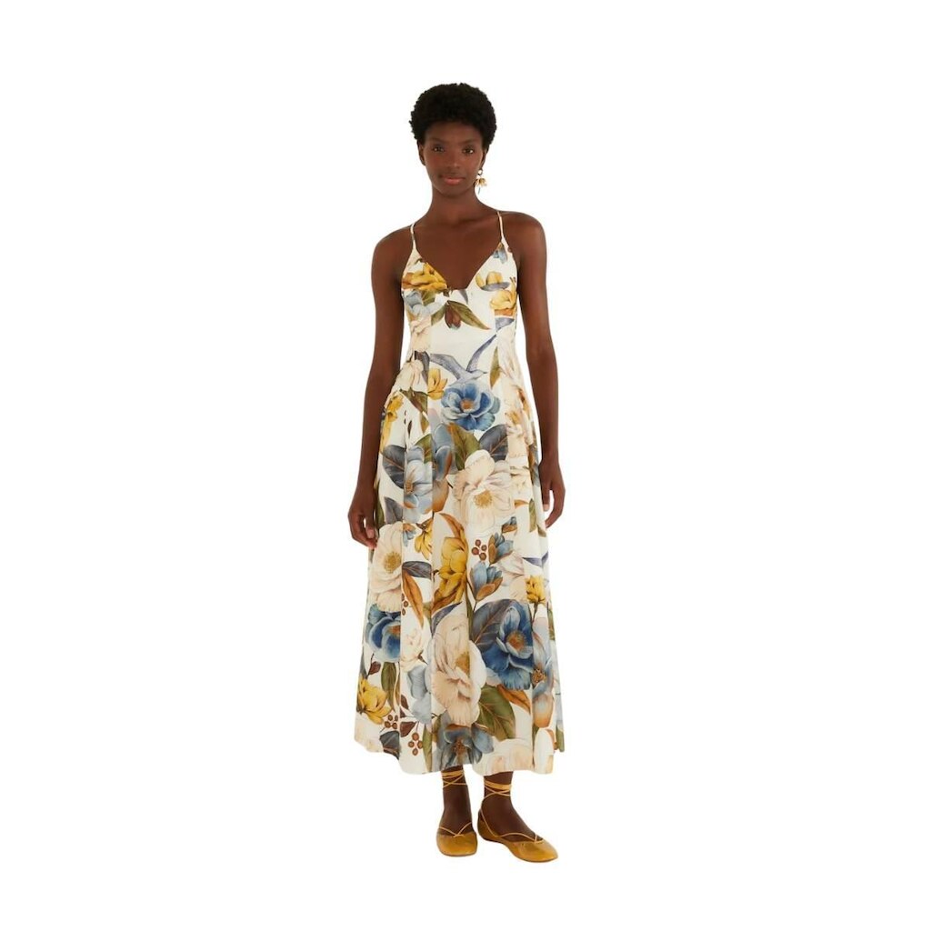 Vestido Longo Farm Rio Alça Jardim Guabara