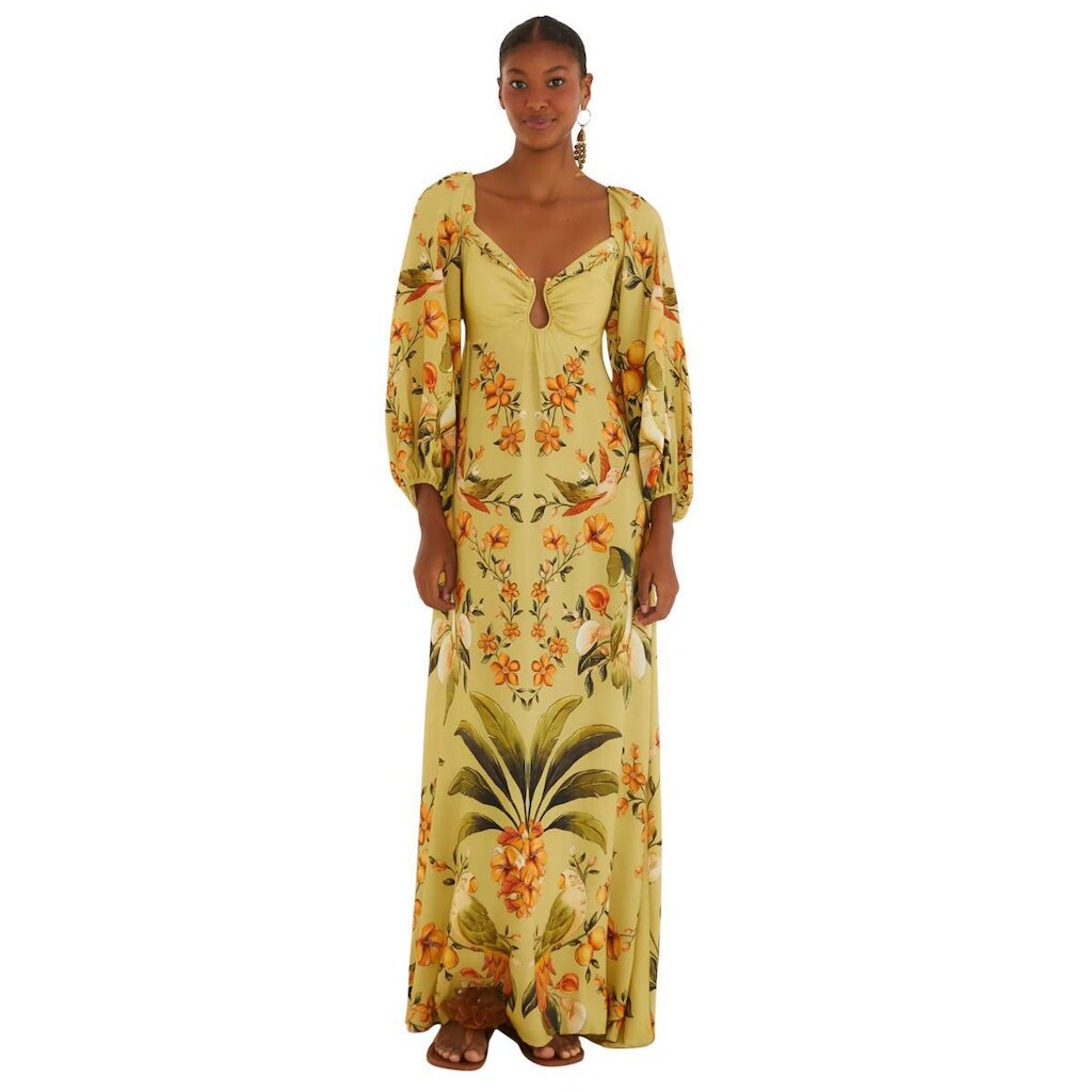 Vestido Longo Farm Rio Estampado Bosque Chic