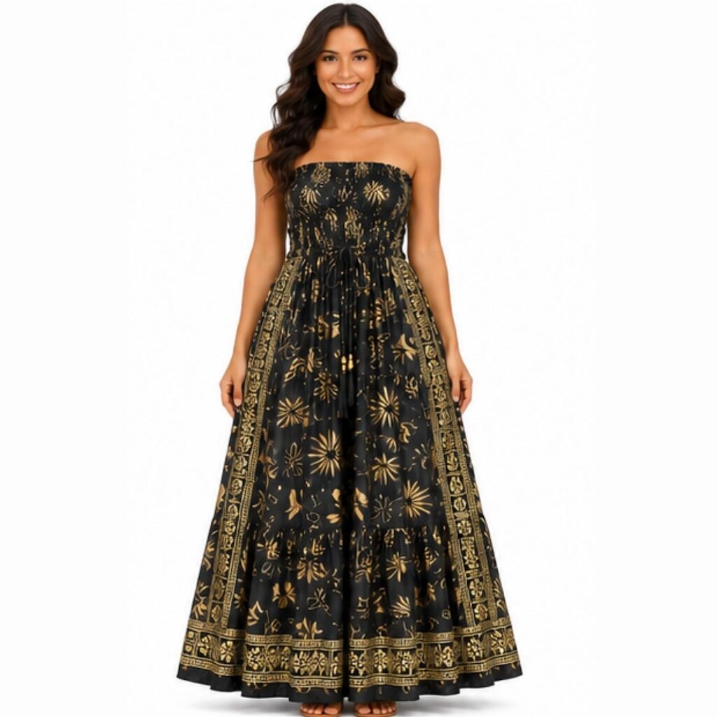 Vestido Longo Feminino Indiano Tomara que Caia com Lastex