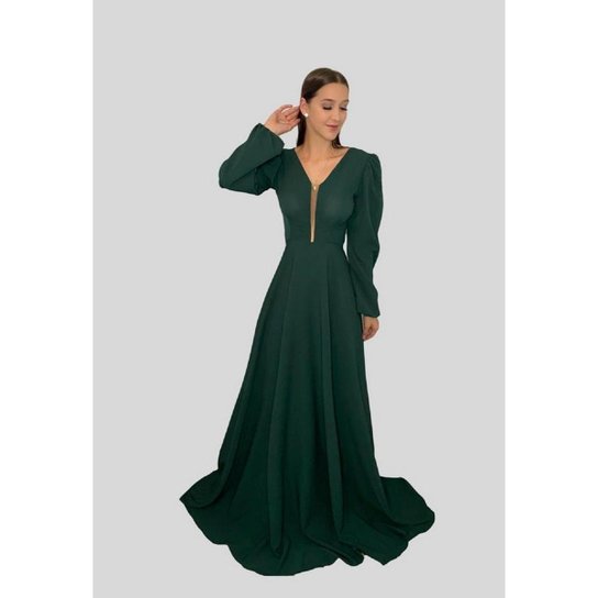 Vestido Longo Fluido Suzane Verde - Rosa Escuro+Pink Menor preço em Vestido Longo Fluido Suzane Verde - Rosa Escuro+Pink