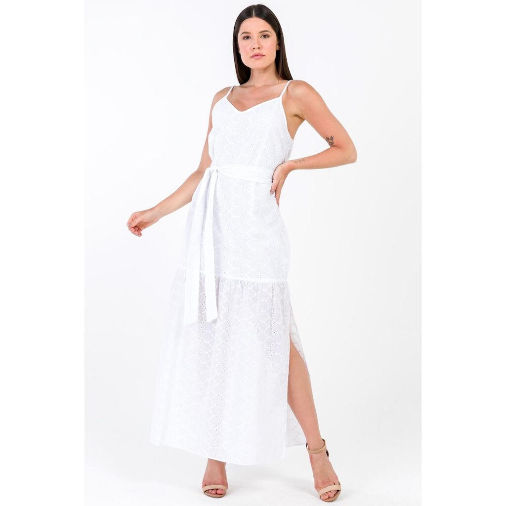 Vestido Longo Laise Algodão Branco-GG