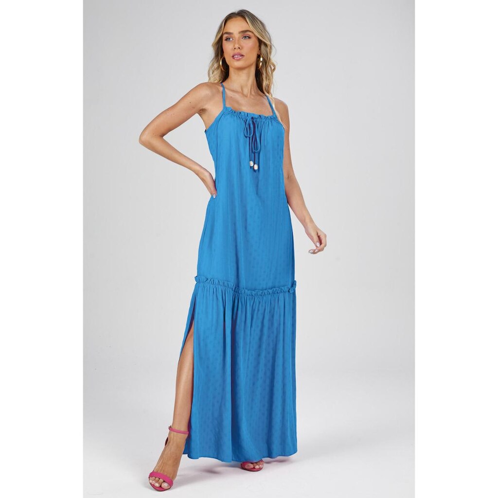 Vestido Longo PKS Viscose Azul-G