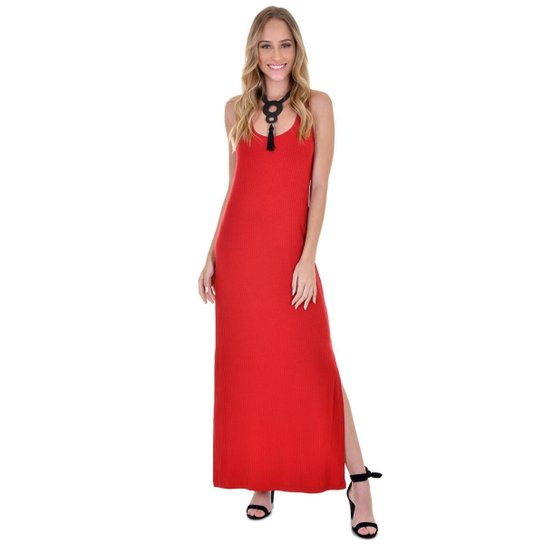 Vestido Longo Ribana Coringa - Vermelho Menor preço em Vestido Longo Ribana Coringa - Vermelho