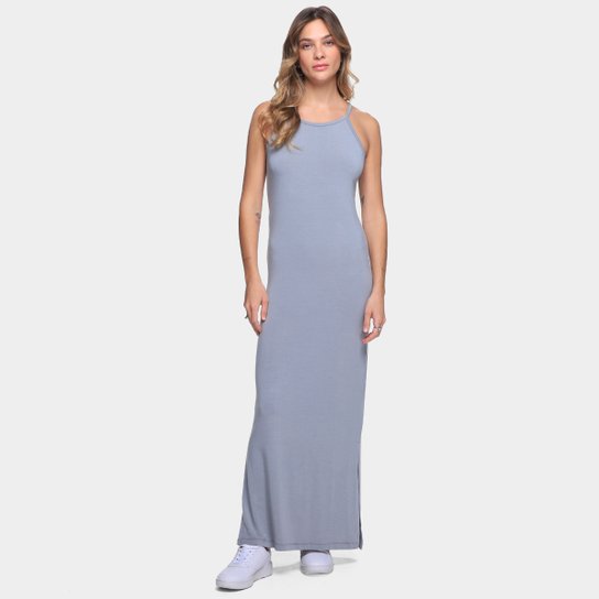 Vestido Longo Volare Fenda Feminino - Mescla Menor preço em Vestido Longo Volare Fenda Feminino - Mescla