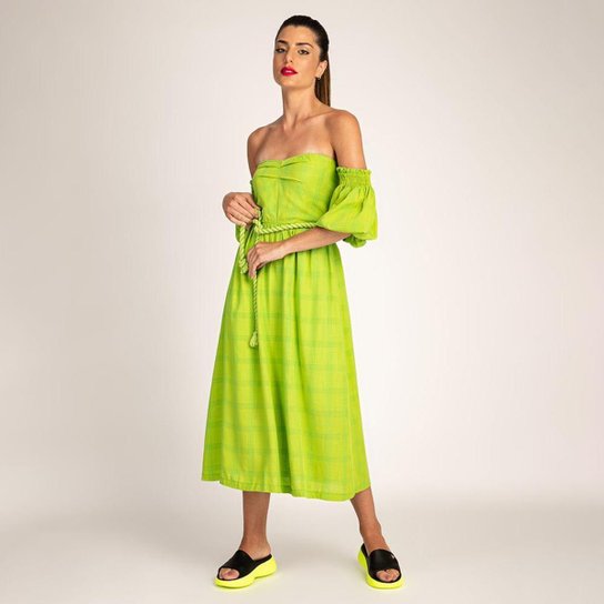Vestido Longuete Ombro a Ombro Verde G