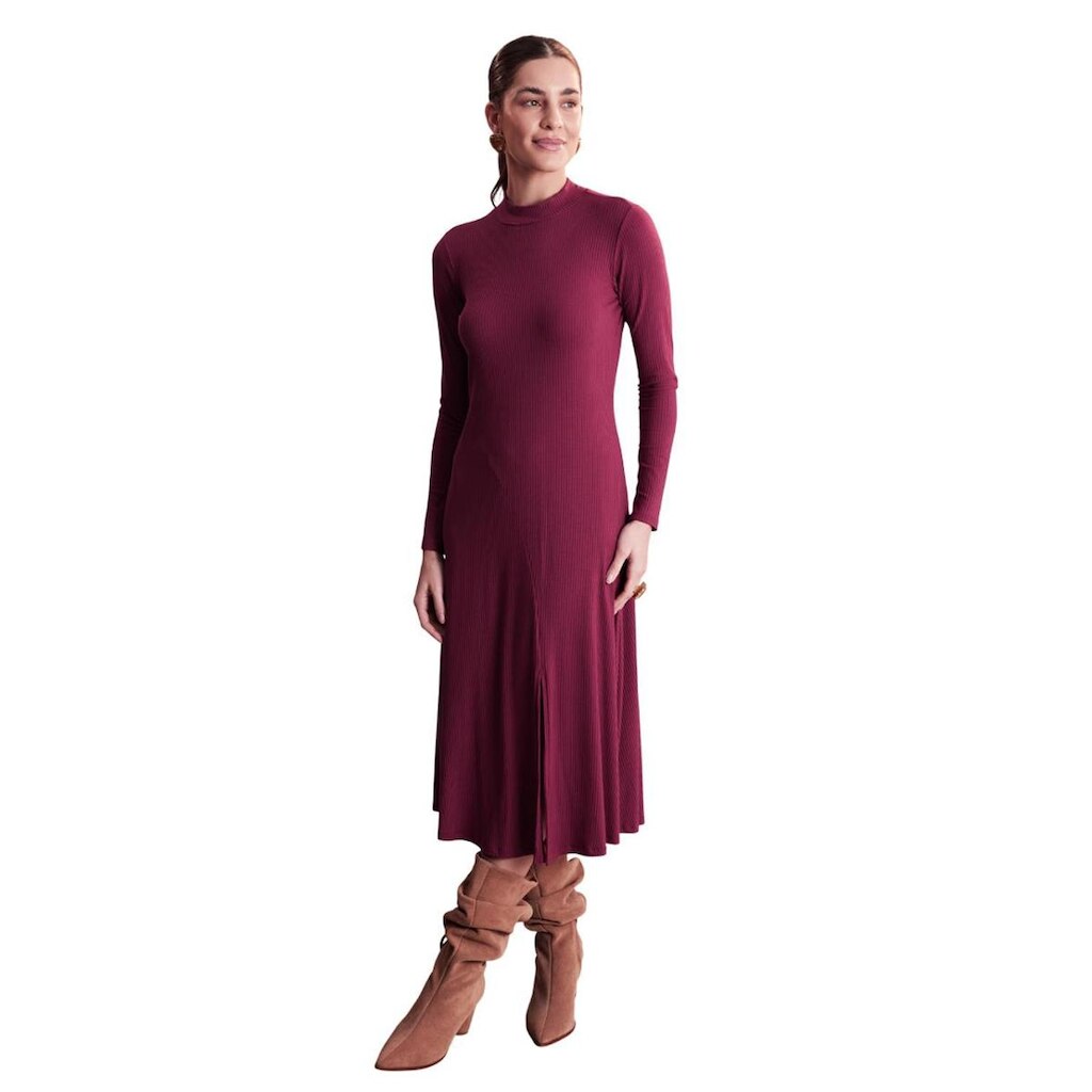 Vestido Lunender De Mangas Longas Marsala