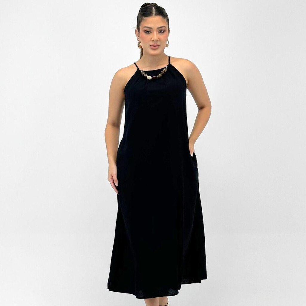 Vestido Malwee Alça Midi Evasê Feminino