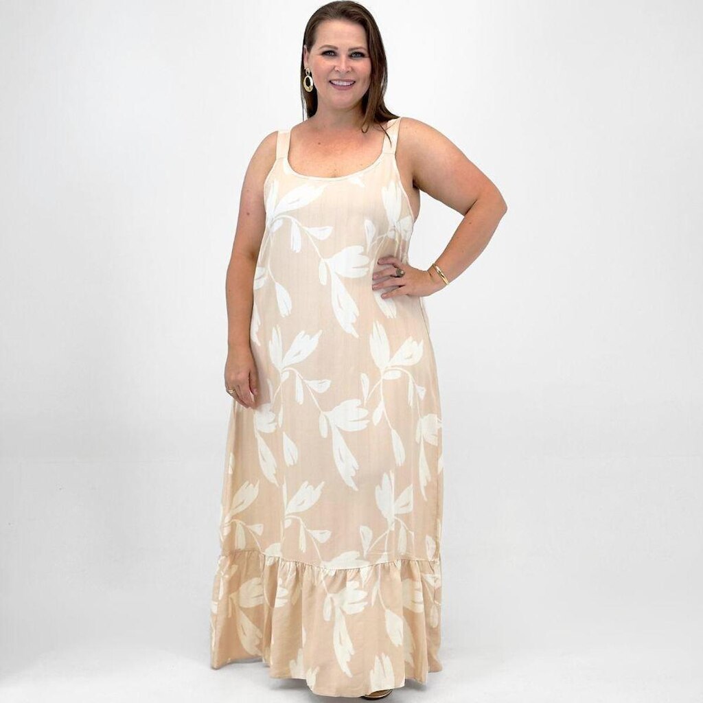 Vestido Malwee Longo Plus Size Estampado com Alça Feminino
