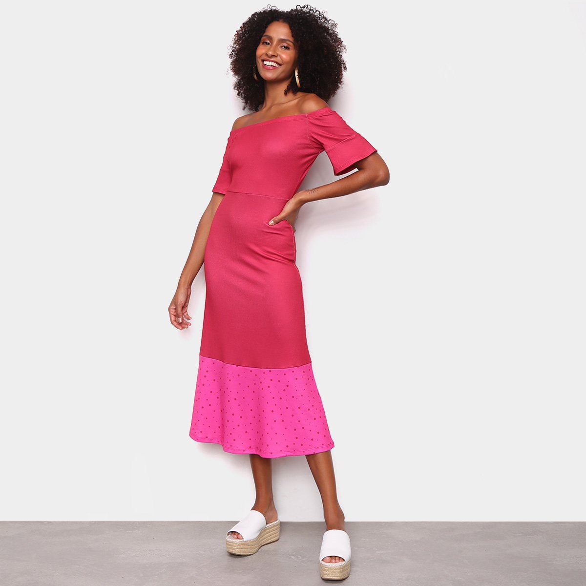 Vestido Malwee Midi Ombro a Ombro Menor preço em Vestido Malwee Midi Ombro a Ombro