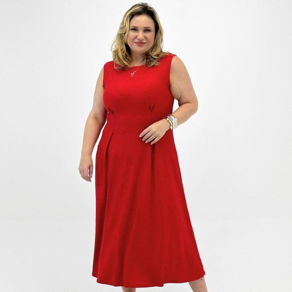 Vestido Malwee Plus Size Regata Midi Feminino