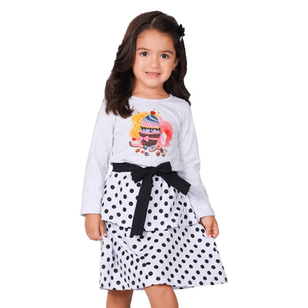 Vestido Manga Longa Poá - Big Bless