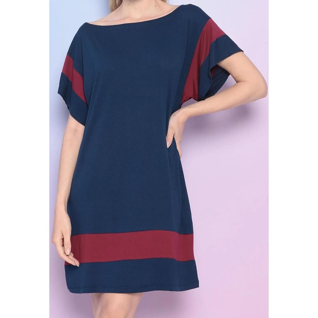 Vestido Maria Pae Curto Marinho e Vinho