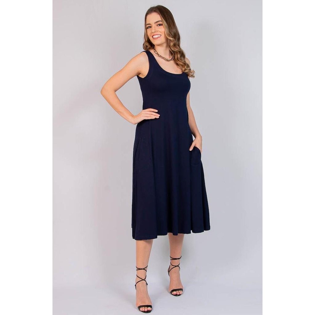 Vestido Maria Paes Midi Marinho