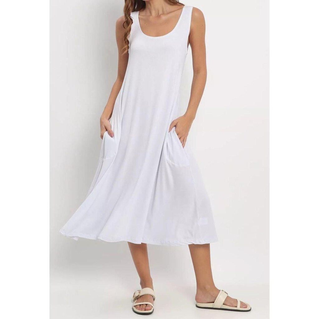 Vestido Maria Paes Regata Branco Midi