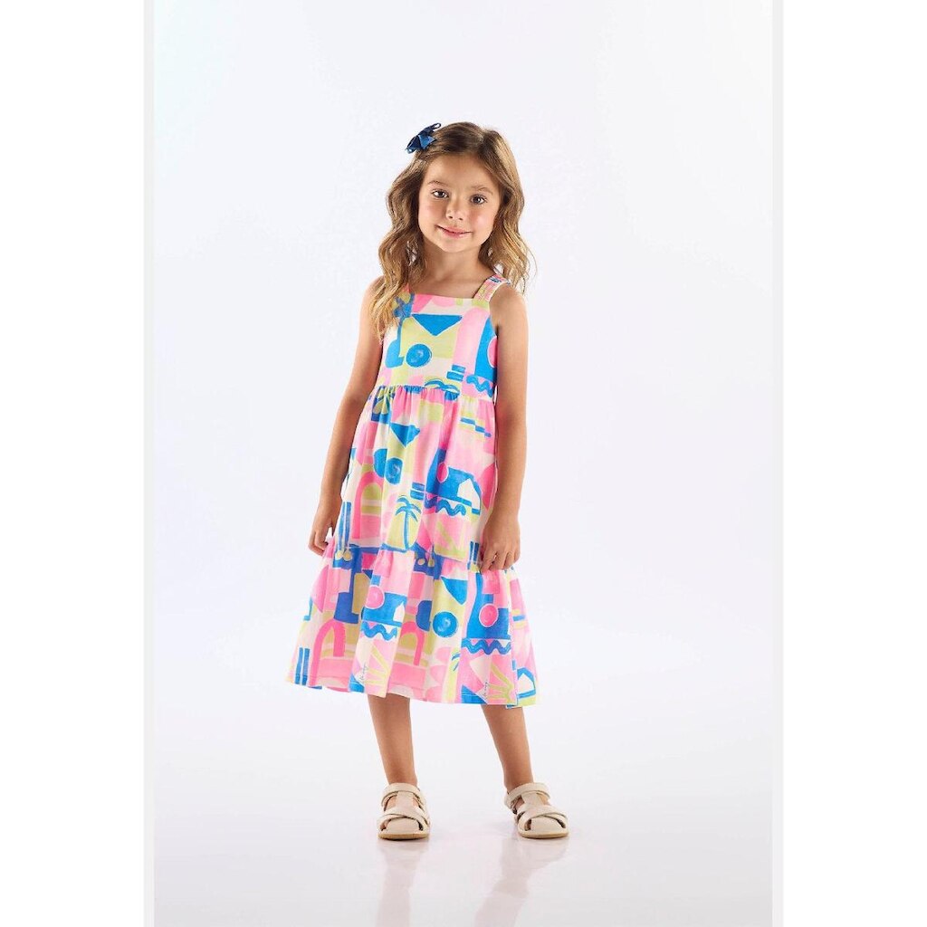Vestido Midi Algodão Alças Up Baby