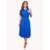 VESTIDO MIDI COM CARCELA E CINTO - Azul