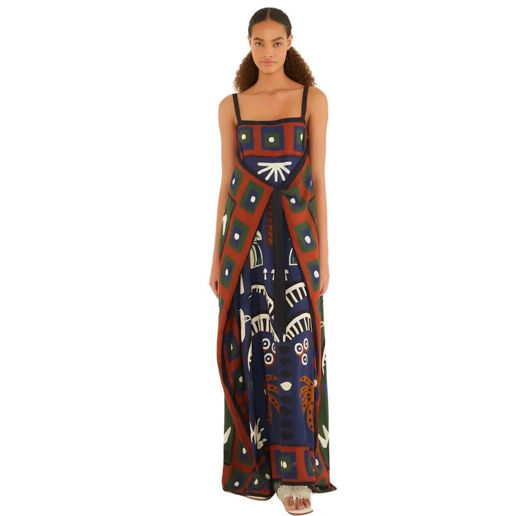 Vestido Midi Farm Rio Lenço Tropical