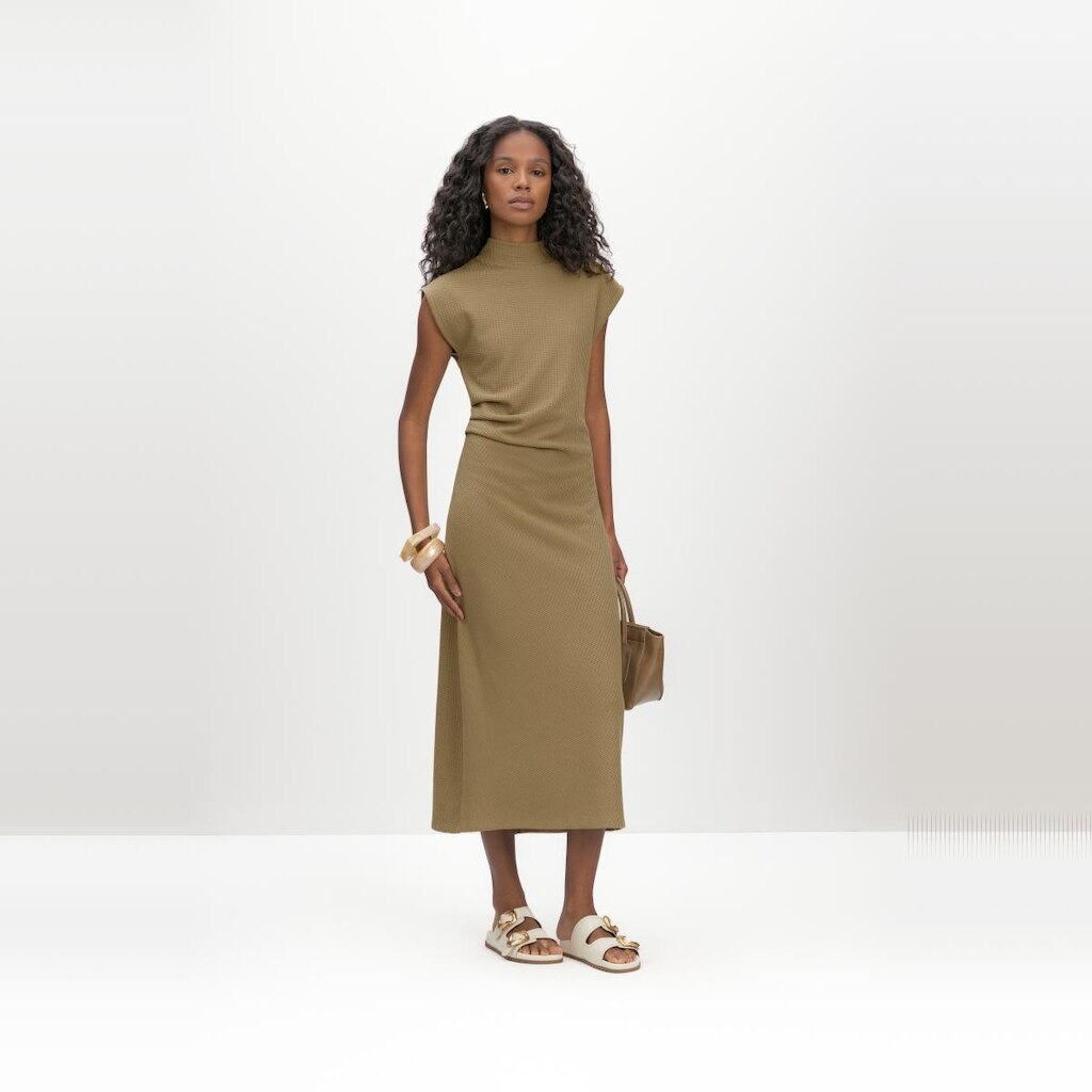 Vestido midi feminino em malha texturizada Essendi