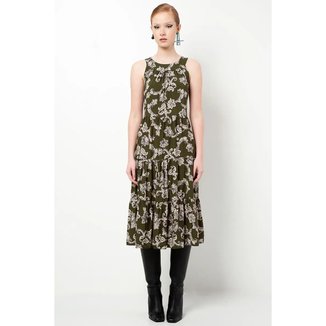 Vestido Mídi Regata Em Viscose Com Estampa Exclusiva