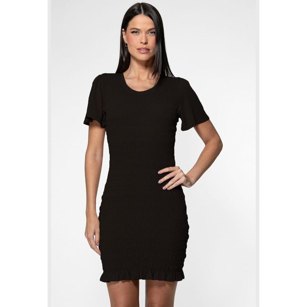 Vestido Mini Lastex Franzido Preto