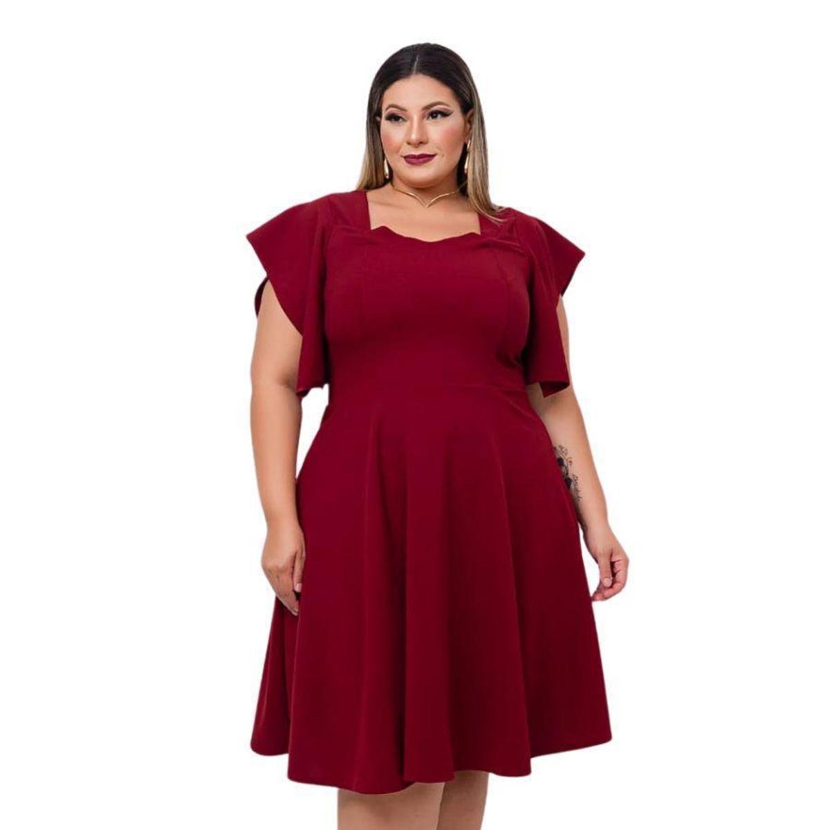 Vestido Evangélico Vestido Vinho Rodado Vestido Plus Size Feminino