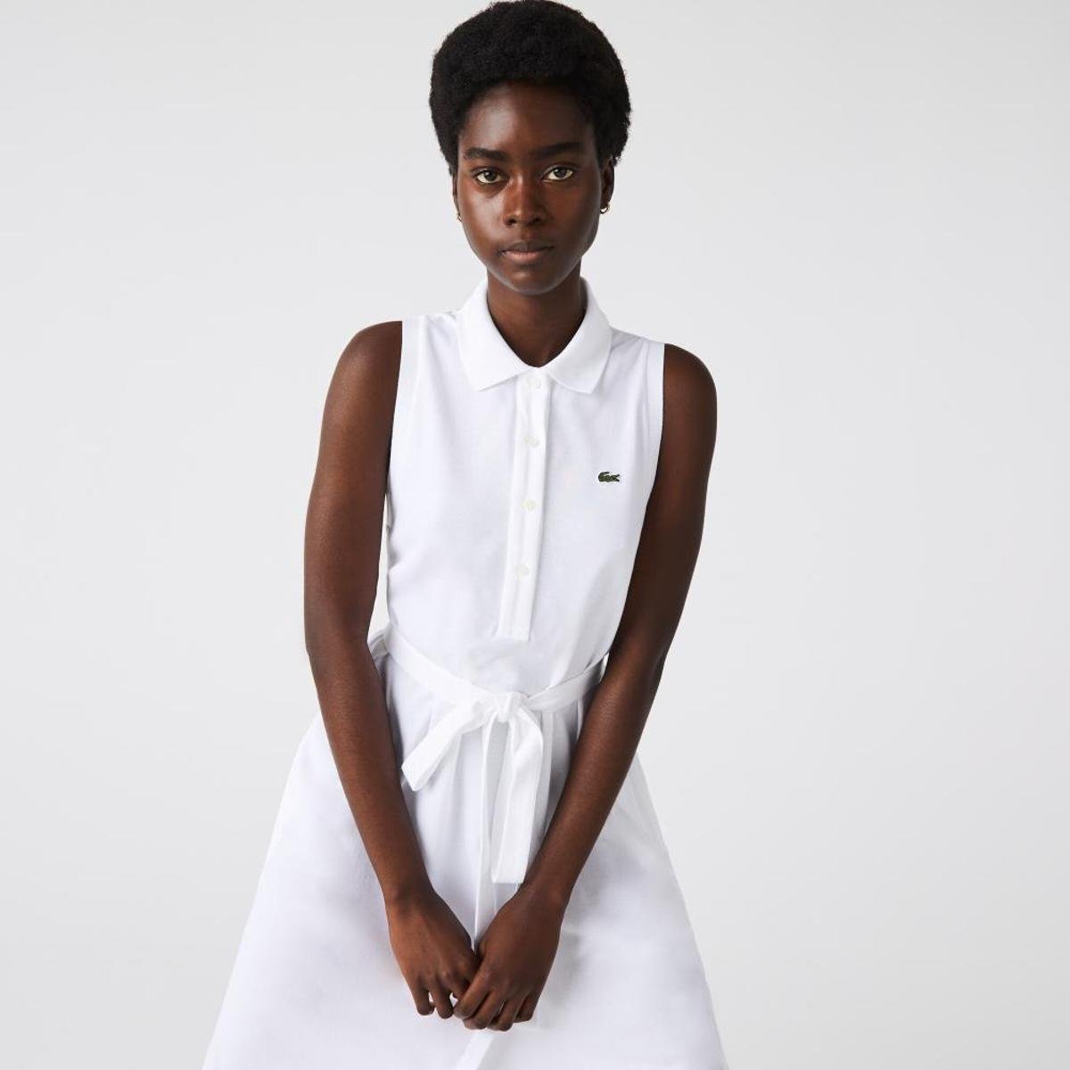 Slim Fit Vestido Lacoste Feminino Original Vestido Lacoste Branco