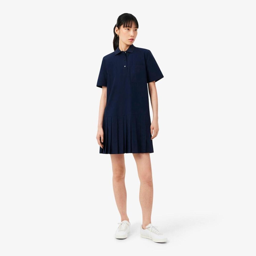 Vestido Polo Lacoste De Popeline Com Mangas Curtas Feminino