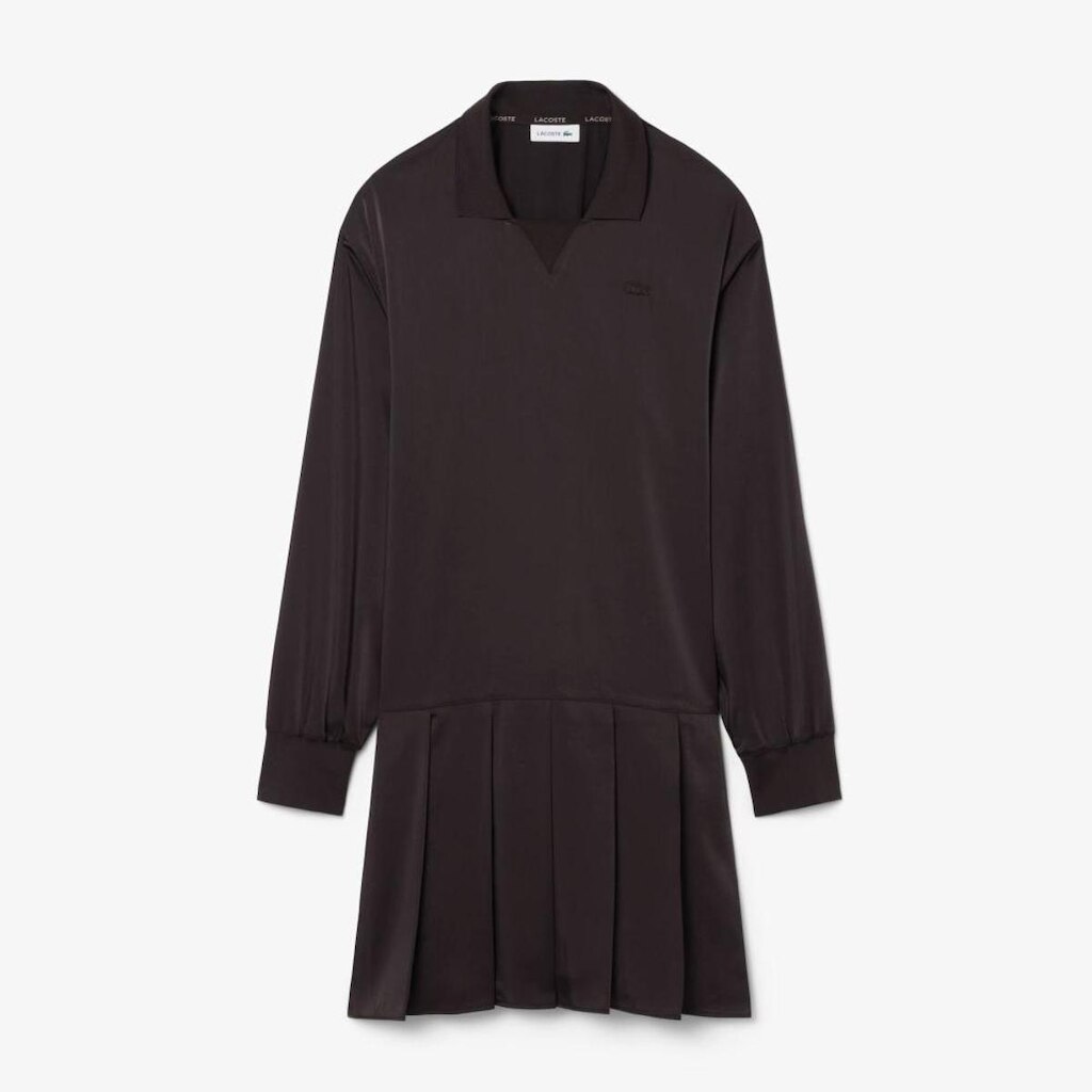 Vestido Polo Lacoste Plissado Em Cetim Feminino