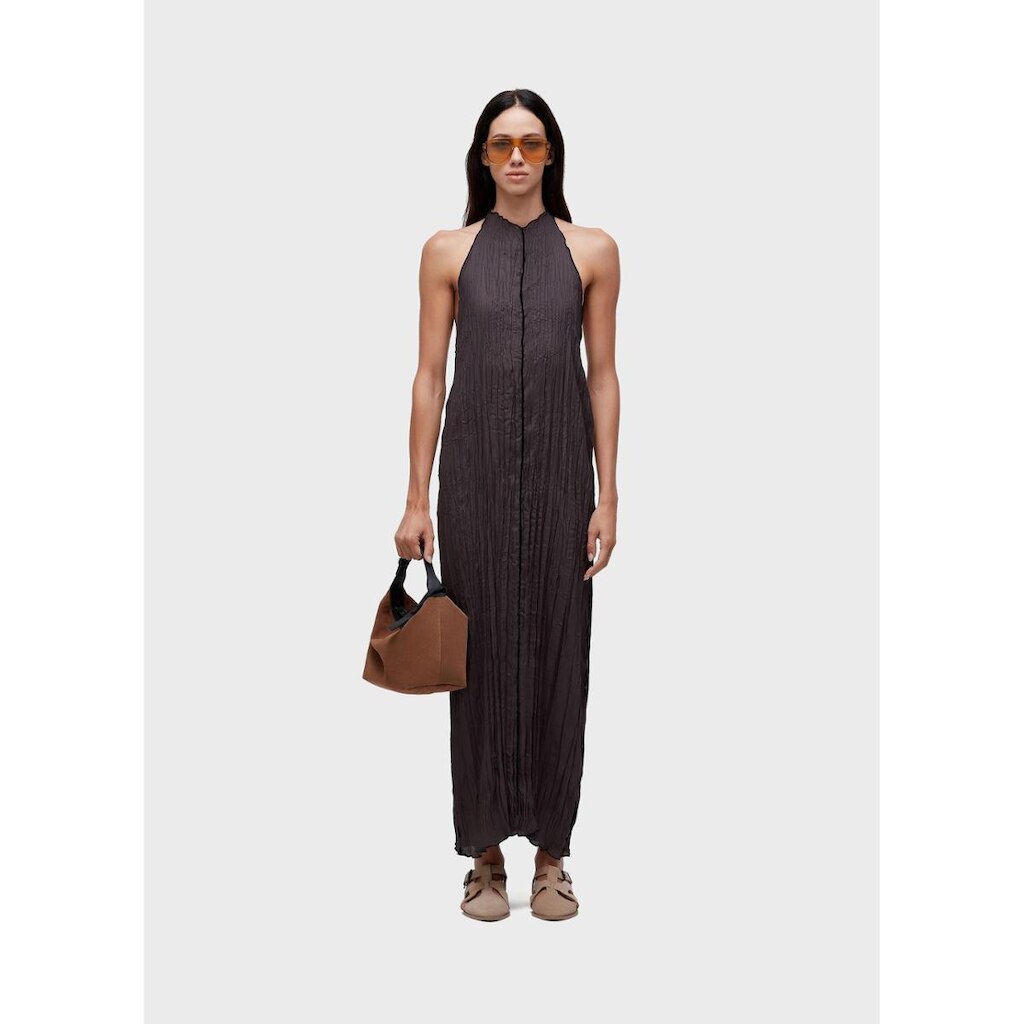 Vestido raglan wrinkle satin double face OSKLEN