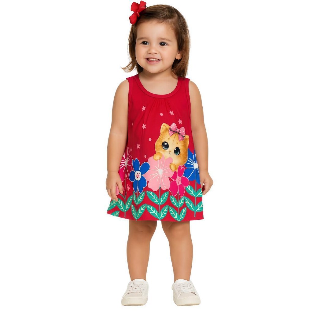 Vestido Regata Estampado Infantil Bebê Menina Kyly