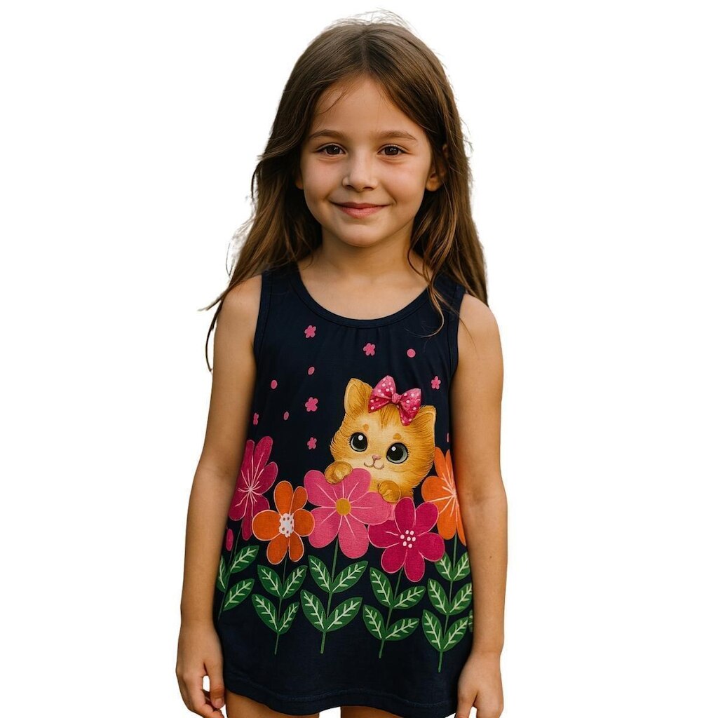 Vestido Regata Estampado Infantil Menina Kyly