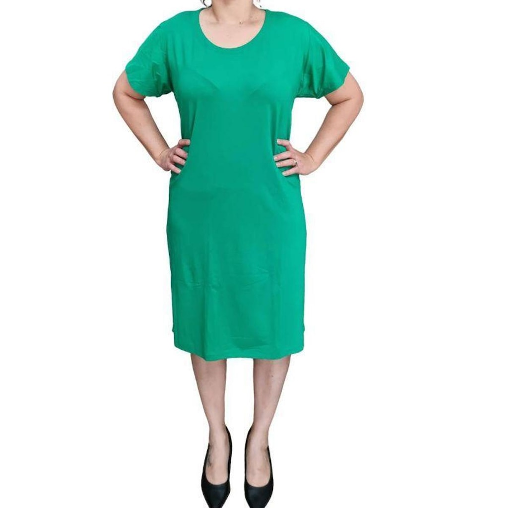 Vestido Rodher Básico Verde MC Plus Size