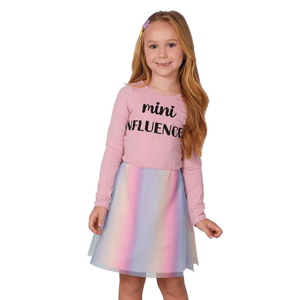 Vestido Rosa Influencer com Tule - Destak