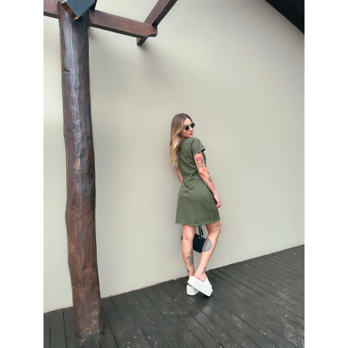 Vestido T-Shirt Camisetão Aveloz Verde Militar Verde Netshoes