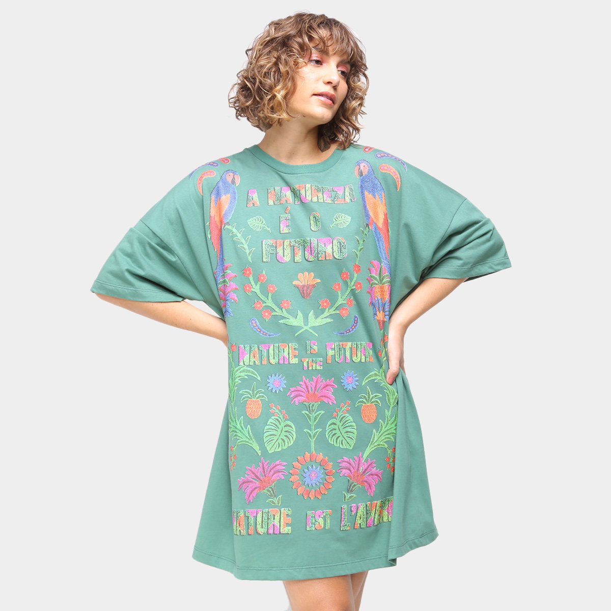 Vestido T-Shirt Farm Silk Natureza Feminino Menor preço em Vestido T-Shirt Farm Silk Natureza Feminino