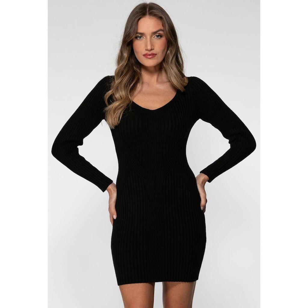 Vestido Tricot Canelado Preto