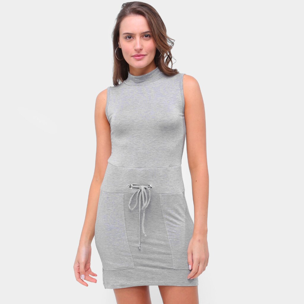 Vestido Volare Curto Moletinho Com Bolsos