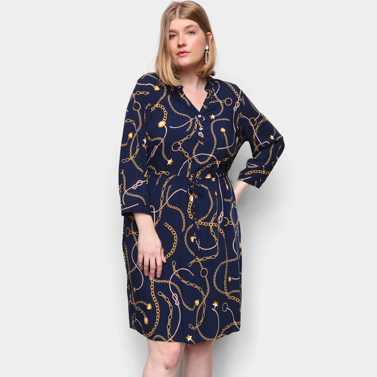vestido curto manga longa plus size