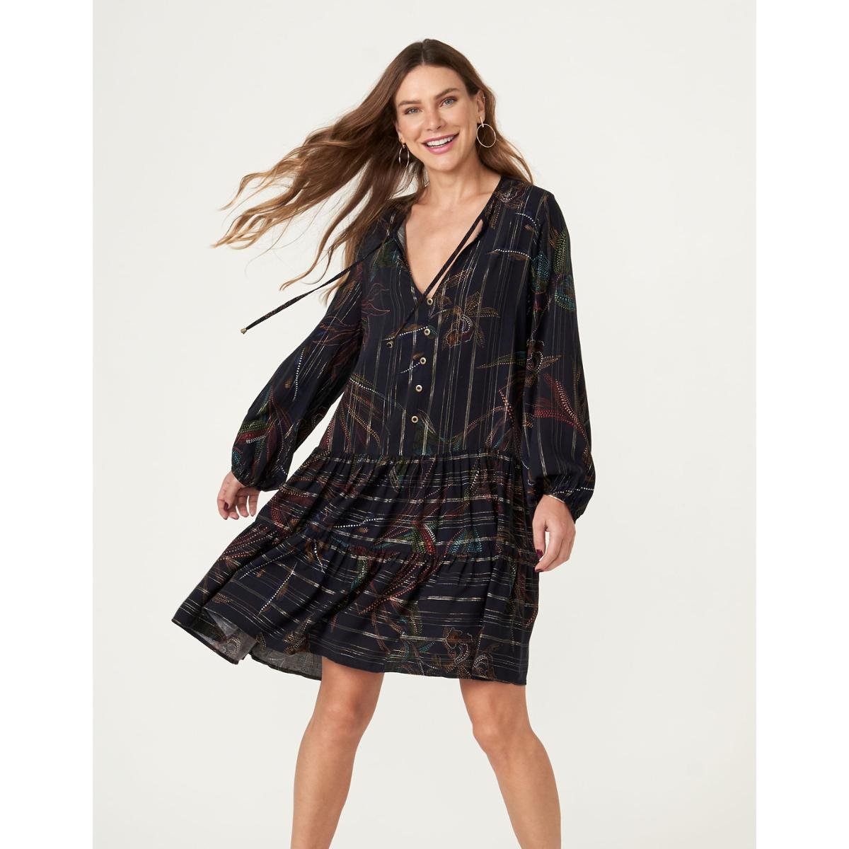 Vestido Zinzane Isadora Marias P PRETO Preto Netshoes