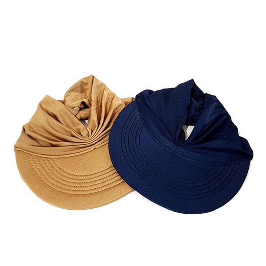 Viseira de praia feminina turbante com proteção polar UV50+ - Azul Escuro Menor preço em Viseira de praia feminina turbante com proteção polar UV50+ - Azul Escuro