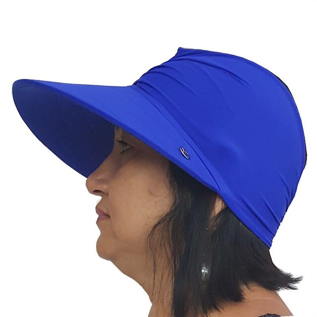 Viseira Turbante com Proteção UV 50+ Dupla Face Azul Bic e Preto