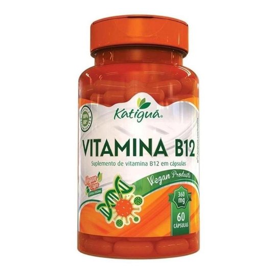 Vitamina B12 360mg 60 cápsulas Vegana Katigua Menor preço em Vitamina B12 360mg 60 cápsulas Vegana Katigua