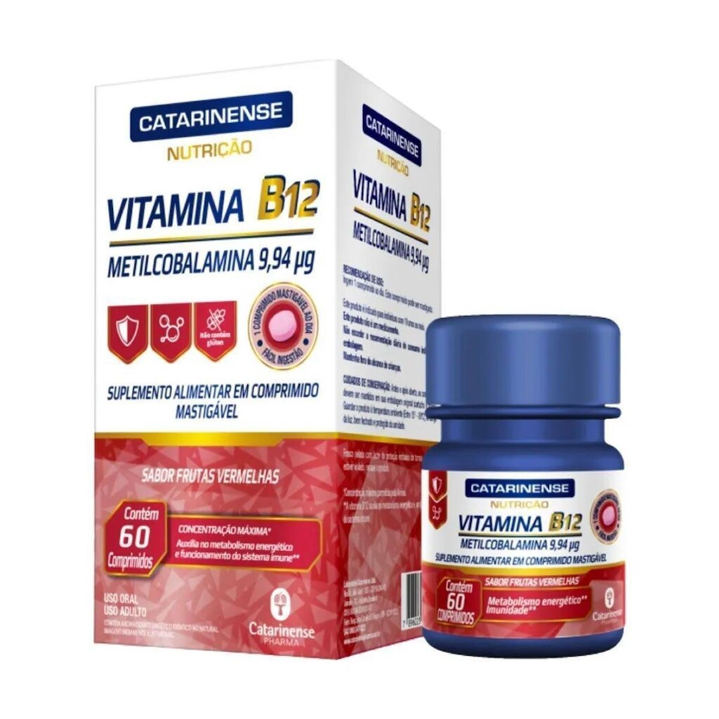 Vitamina B12 Metilcobalamina - 60 Comprimidos - Catarinense